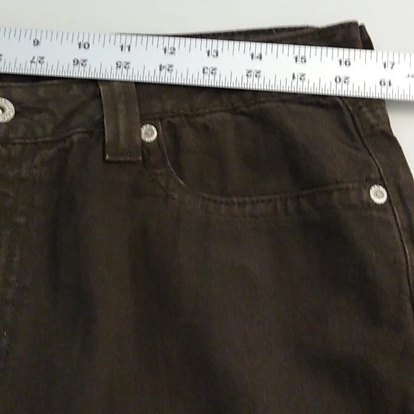 CHICO'S BROWN HIGH RISE STRAIGHT FLAT FRONT, BACK POCKETS COTTON DENIM JEANS - Picture 5 of 10
